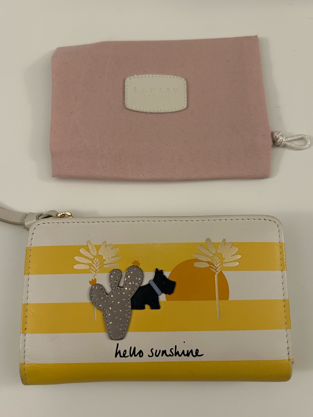 RADLEY LONDON Hello Sunshine Bright Yellow & White Wallet with Cactus Applique